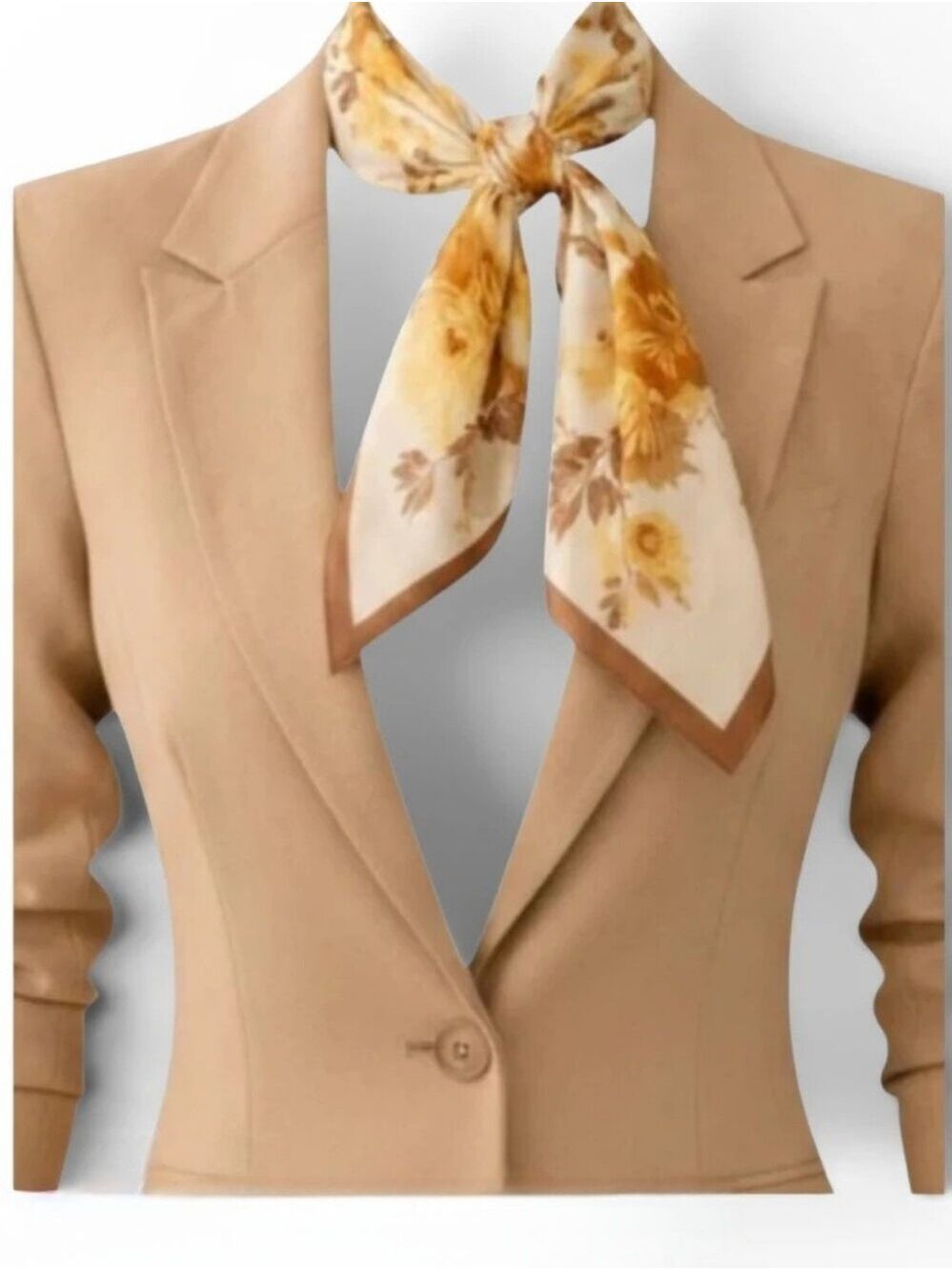 SM Kent Vintage 70s Floral Print Scarf White